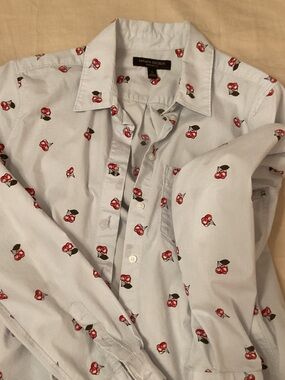 Banana Republic Light Blue Shirt with Red Cherry Print
